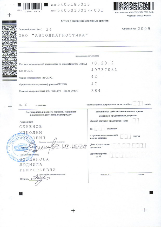 Отчет о движении денежных средств